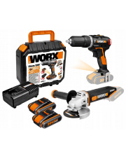 WORX ZESTAW WKRĘTARKA + SZLIFIERKA KĄTOWA 2XAKU