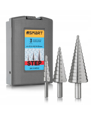 SMART365 ZESTAW WIERTEŁ STOŻKOWYCH STOPNIOWYCH DO METALU 4-20MM 3SZT