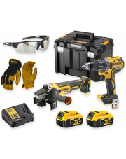 DEWALT ZESTAW wkrętarka DCD796P2 szlifierka DCG405 + okulary i rękawice