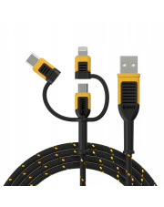 DEWALT KABEL 3W1 USB A NA USB C MICRO LIGHTNING WYTRZYMAŁY DXMA131-1356-DWG
